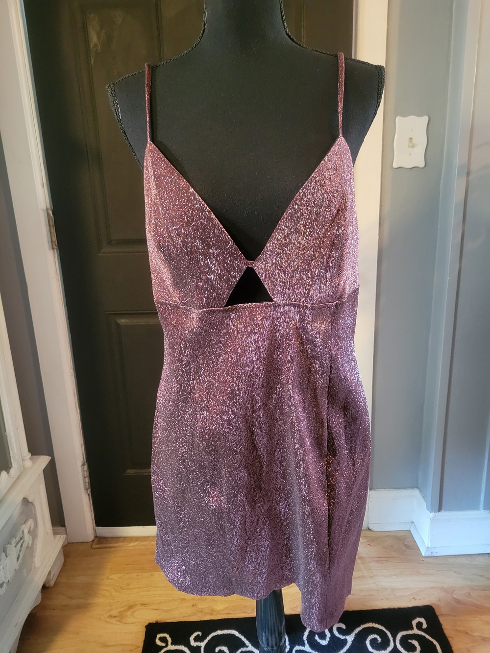 H&M Sparkle Plum Pink Mini Slip Dress - Picture 2 of 4